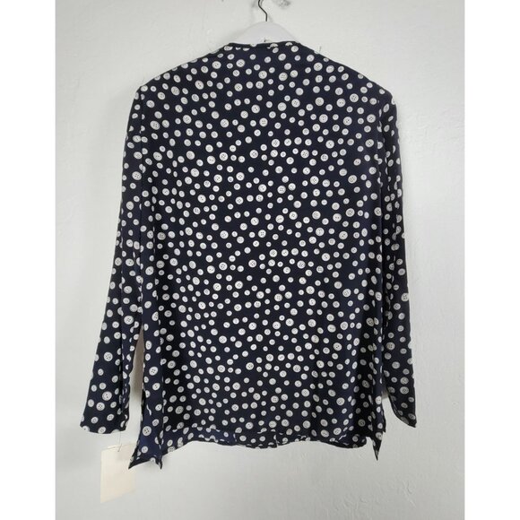 Real Clothes Saks Fifth Avenue Button Print Silk Long Sleeve Top Small New $158 - Picture 2 of 7